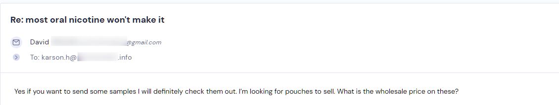 Retailer reply from Sesh Products